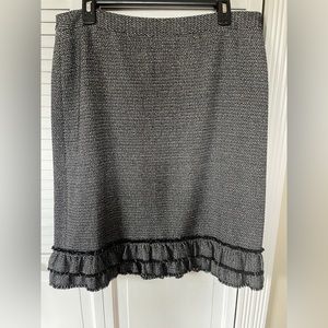 Talbot Black & Silver Tweed Skirt Double Fringed Hem Skirt Size 12